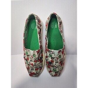 Toms Classic Slip-On Shoes Kids Youth Size Y 5.5  Christmas Dogs Holiday…